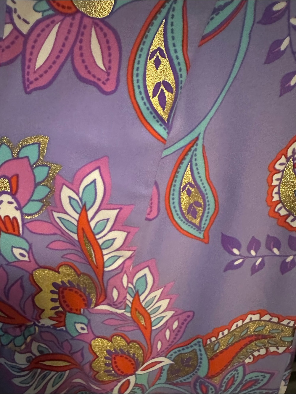 Jude Connally Lavender Paisley Floral Gilded Dress, New, Size extra small - Picture 8 of 14